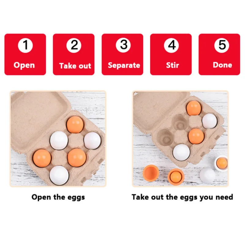 6PCS Eggs With Box Pretend Play Kitchen Toys Food Cooking Learning Educational Baby Toy For Children Simulation Accessories Gift 4