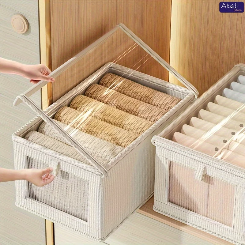 Foldable Canvas Storage Box with Clear Window for Home Organization