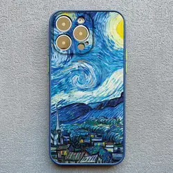 Vintage Van Gogh Oil Painting Shockproof Phone Case Cover - iPhone 15 (Blue YHFG 2)