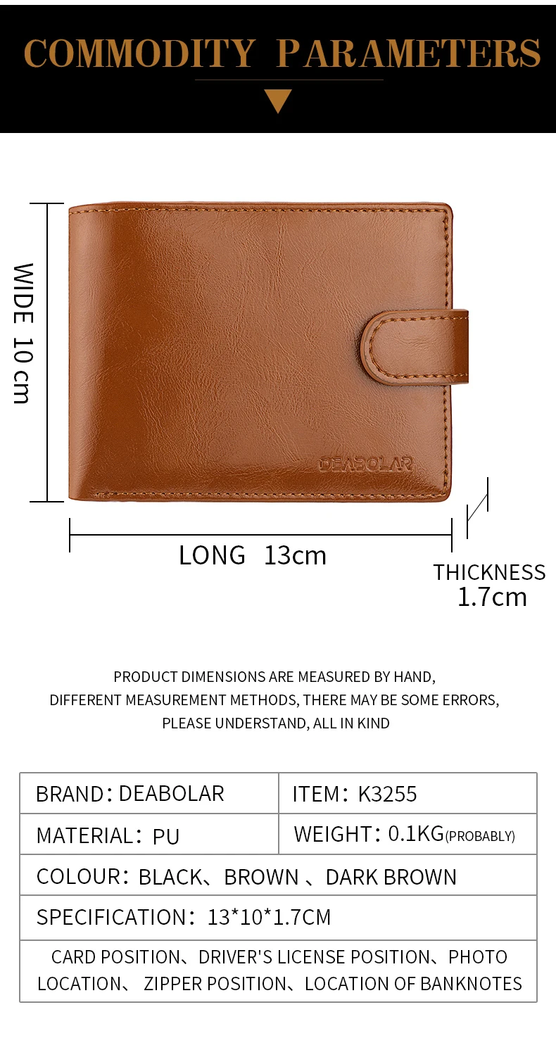 Mens Multi-Function Large Capacity Wallet - Zipper Coin  ID Holder