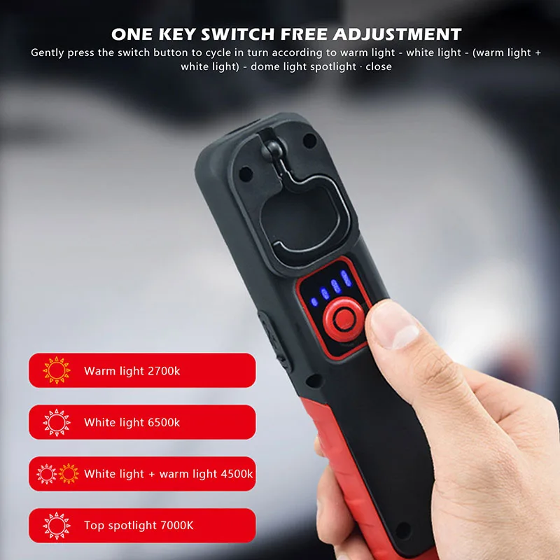 Pocketman COB + LED Work Light Portable Flashlight Camping Light Rechargeable Work Lamp Auto Repair Inspection