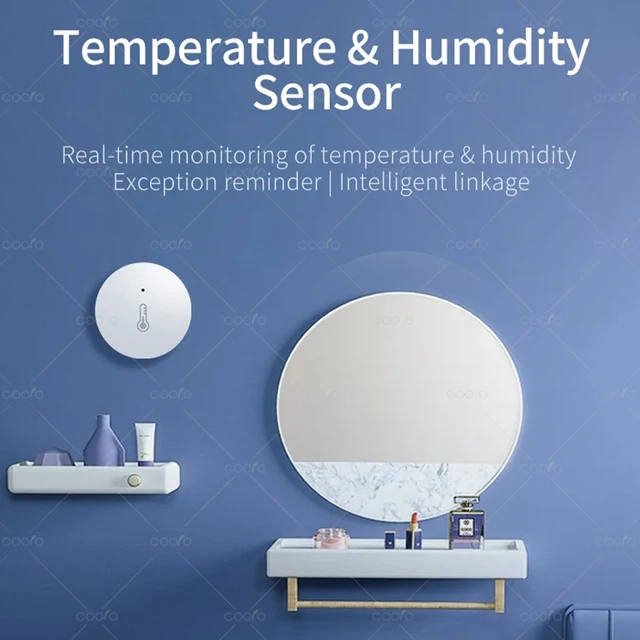 Tuya ZigBee Mini Temperature Humidity Sensor Smart Home Remote Monitor Works with Gateway Alexa Google Home Voice App Control 3