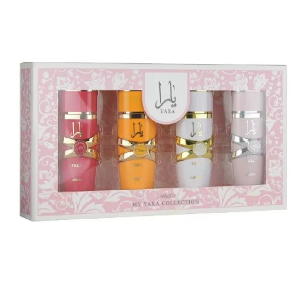 Yara Women’s Perfume Gift Set 4×25ml Long Lasting Parfum Floral Fruity Gourmand Collection with Vanilla Musk Amber Jasmine Notes
