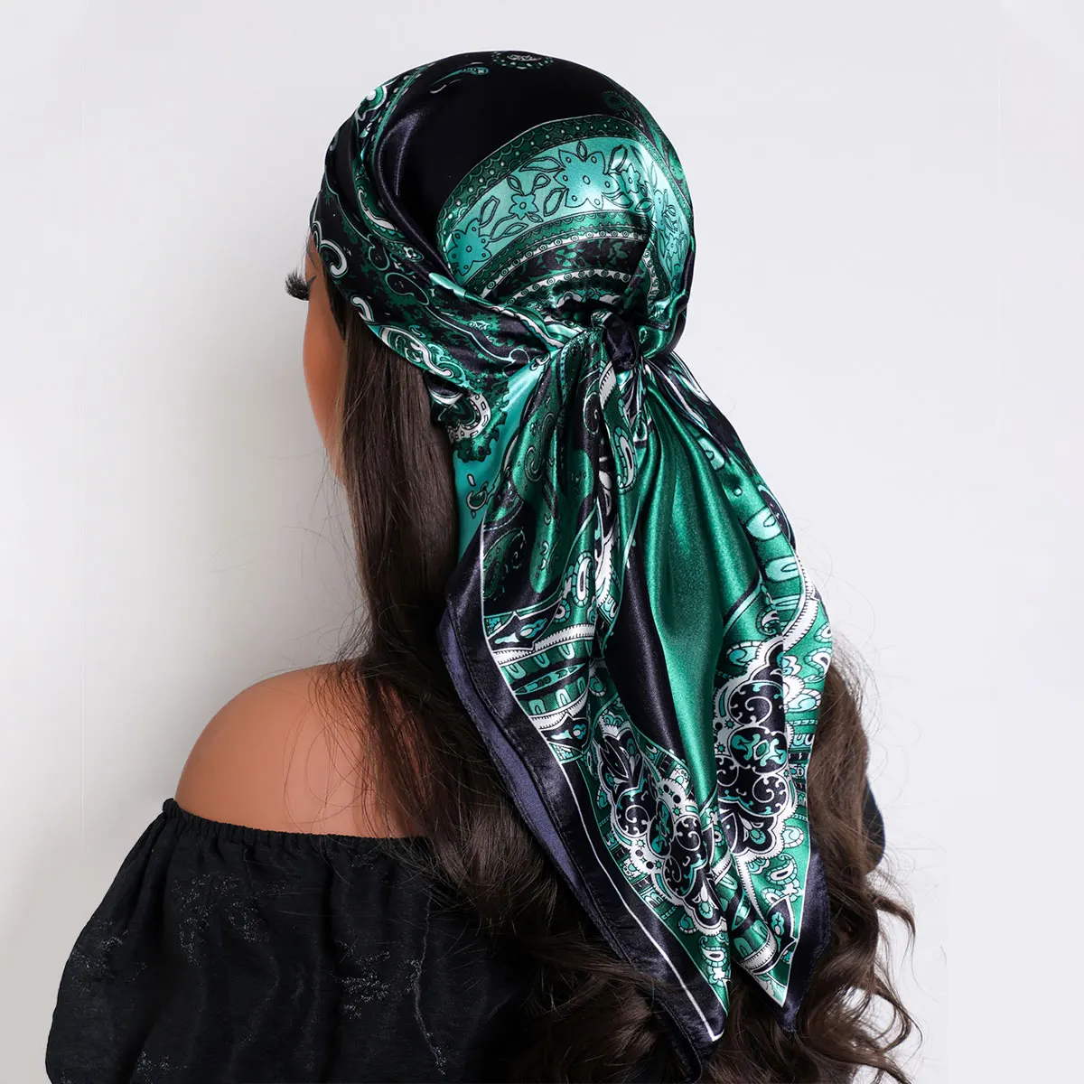 2025 Head Scarf Women Luxury Brand Square Silk Foulard Satin Bandana Summer Soft Neckerchief Hijab Hair Scarves For Ladies