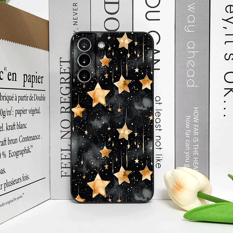 Elegant Gold Star Soft Phone Case - Y2K Inspired Cover