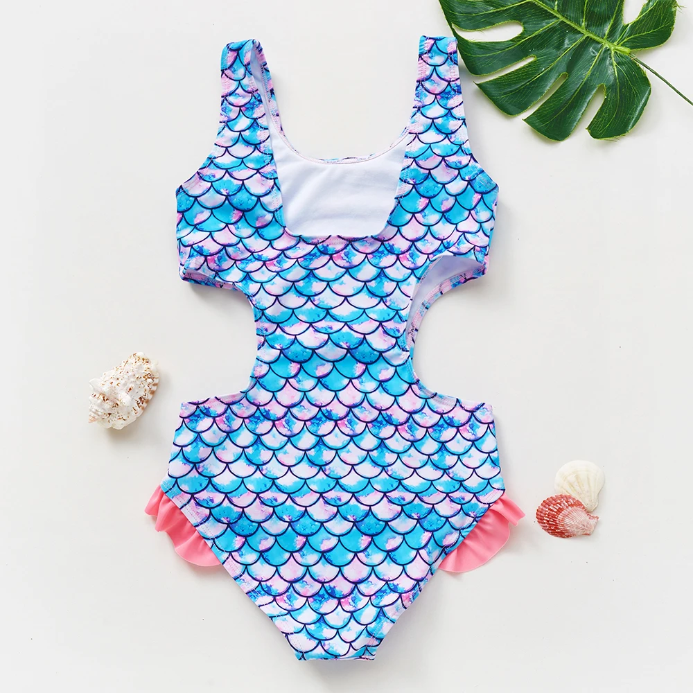 Children Swimsuit 2-12Y Toddler Girls One Piece Ruffle style Beach Wear