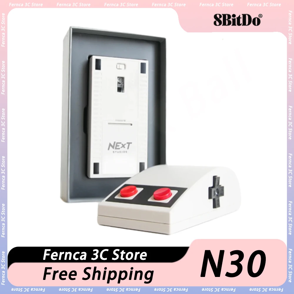 

8bitdo N30 2.4ghz Wireless Mouse Retro Mute Mouse Long Battery Life Nes Accessory For Computer Wins Macos Office Gaming Man Gift