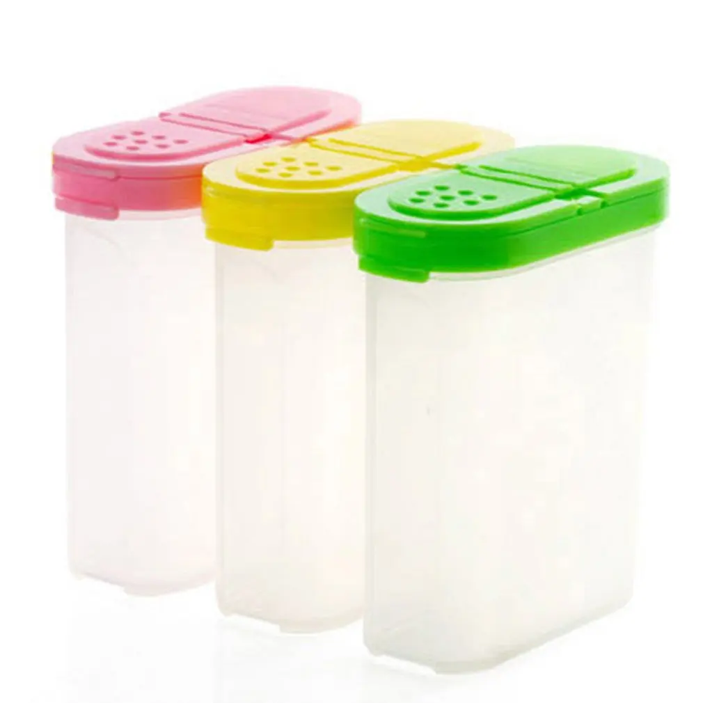 

Double Lids Spice Jars Plastic Condiment Container Box For Seasoning Condiment Sugar Salt Case Kitchen Gadgets