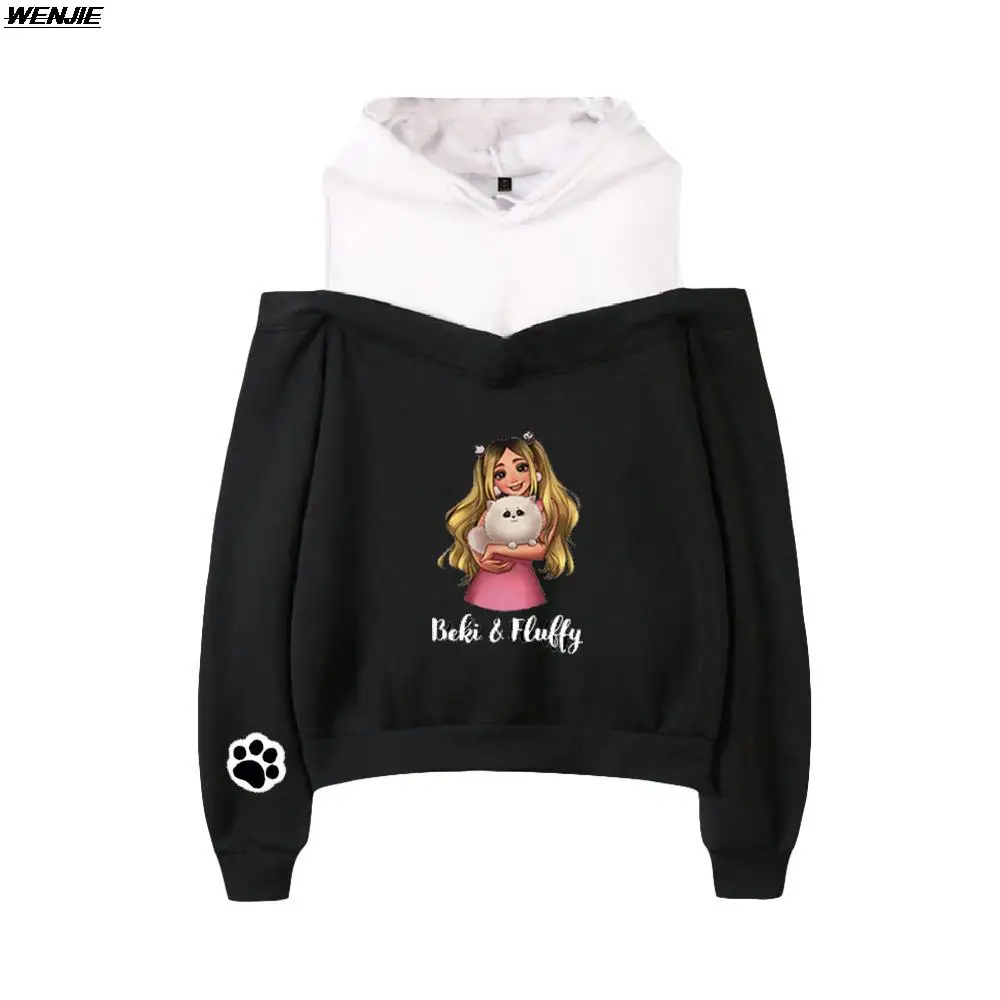 

2022Hot rebeka Wing Merch Beki пушистые худи с принтом Женская толстовка с открытыми плечами Y2K пуловер для девушек осенне-зимняя одежда Топы