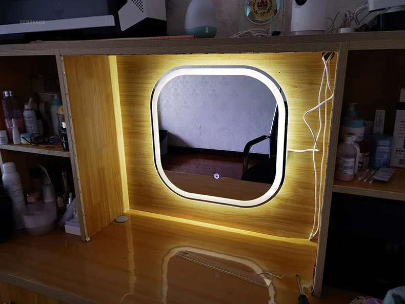 Description Picture 6 of itemModern Wall-mounted Mirror for Dressing Table Rounded Corner Glass Touch Screen Bath Mirrors Light Luxury Mirrors for Bedroom