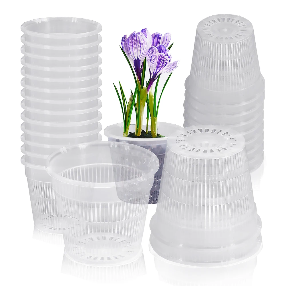Clear Plastic Orchid Pots with Holes Breathable Slotted Planter for Home Decoration Garden Flower Basket Indoor Outdoor 5-20PCS flower pot,hydroponic flower pot,flowerpot gasket,plant pot
