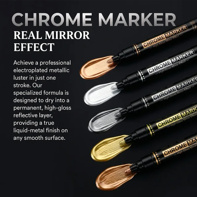 1/5 Pcs Chrome Marker Set Quick Dry Model DIY Paint DIY Art Projects Metal Ceramic Color Correction Calligraphy Home Office Tool 1