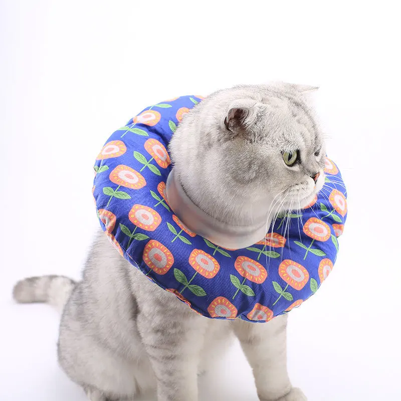 Printed Cotton Anti-bite Lick Cat Dog Elizabeth Collar Aerated Wound Protective Pet Kitten Shame Ring Neckband After Surgery