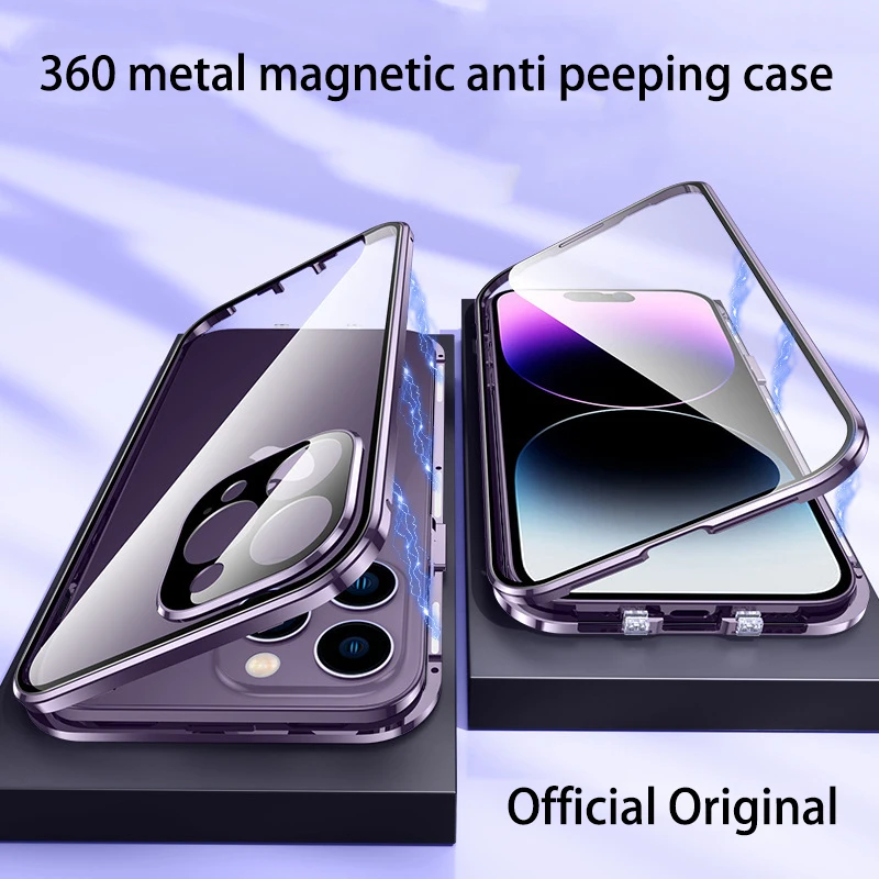 Чехол из металлического сплава для iphone 14 13 12 Pro Max, защита экрана с полным покрытием, защита экрана от падения на 360 °