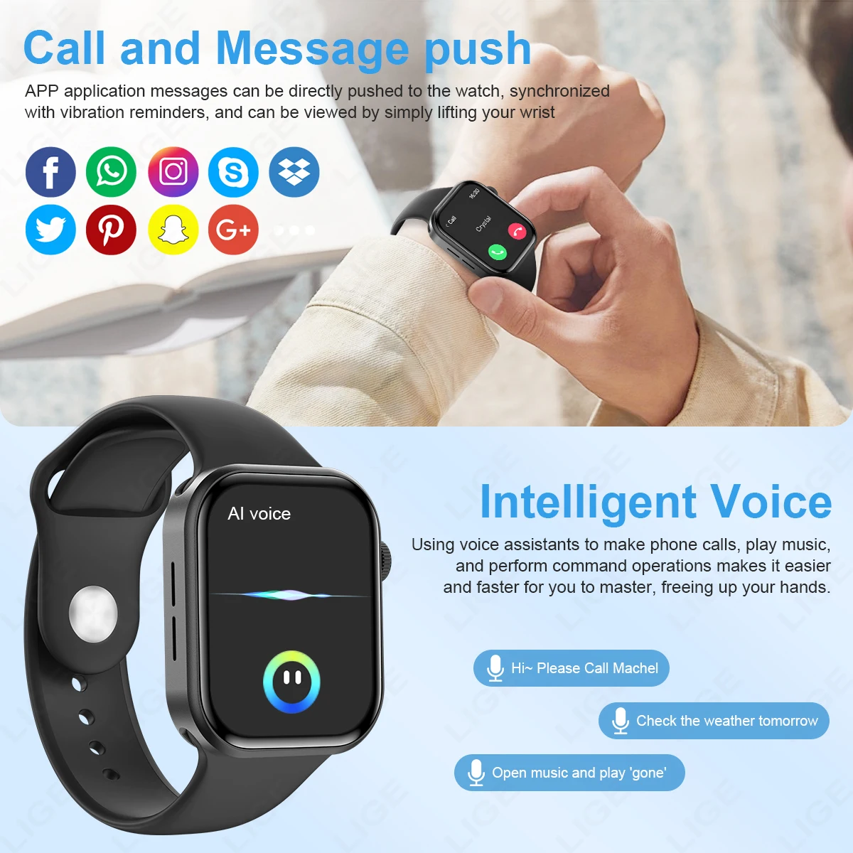 LIGE New Smartwatch for Women Men 2.01 Large Screen Custom Dial Smart Watch 2025 Heart Rate Health Monitor Smartwatches Ladies