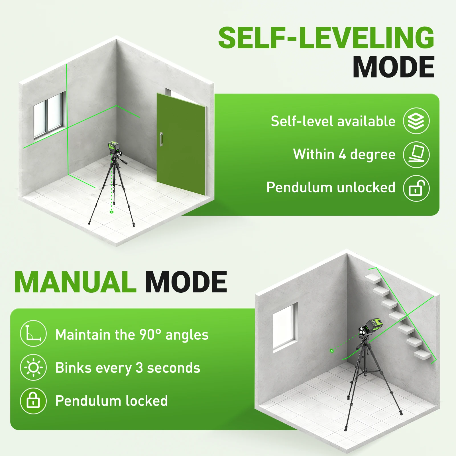 PL211G sharp light 2 Lines 2 Dots green beam self-leveling laser level with puls