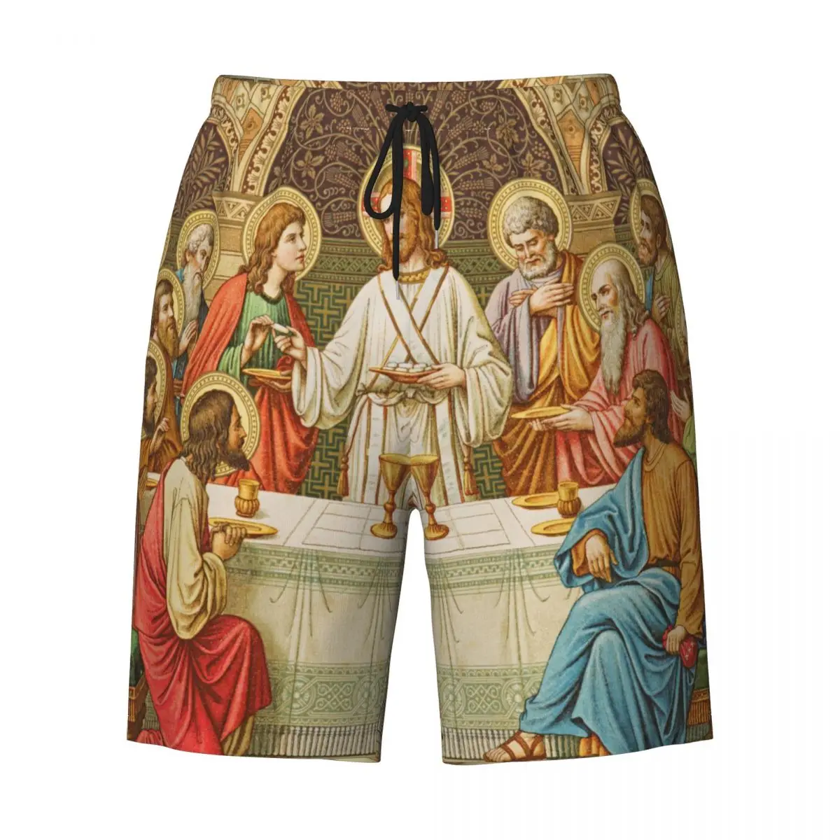 Custom Ethiopian Christian Christ Jesus Last Supper Swim Trunks Mens Quick Dry Board Shorts Swimwear Suits Boardshorts 4