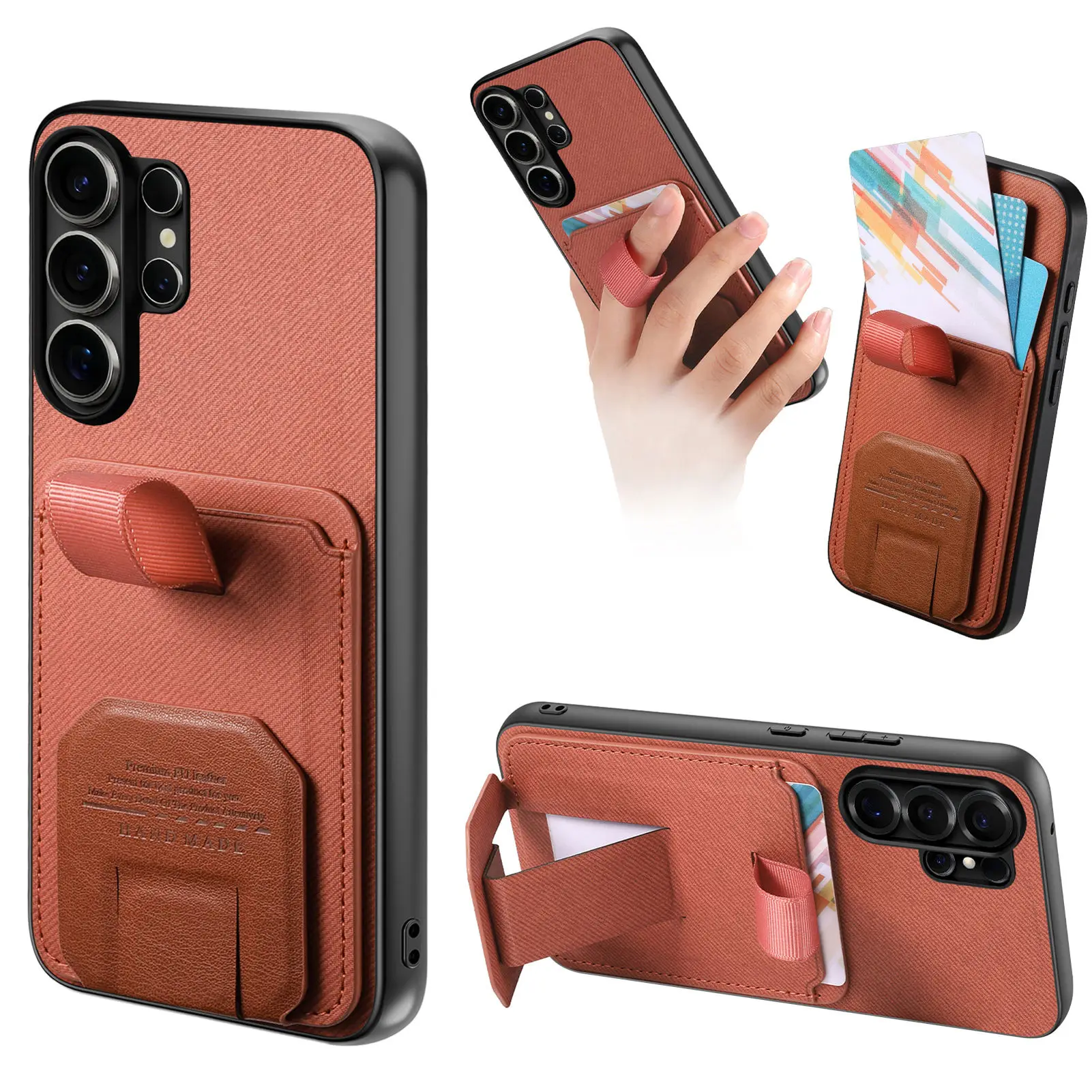 Luxury Wristband Holder Card Slot Phone Case with Stand and Anti-Drop Features