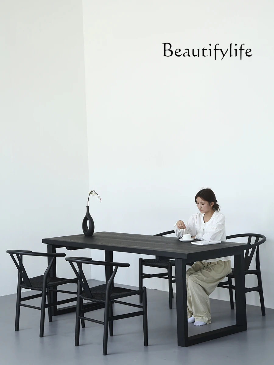 

Silent Style Solid Wood Tea Table Carbonized Household Double-Use Tea Table