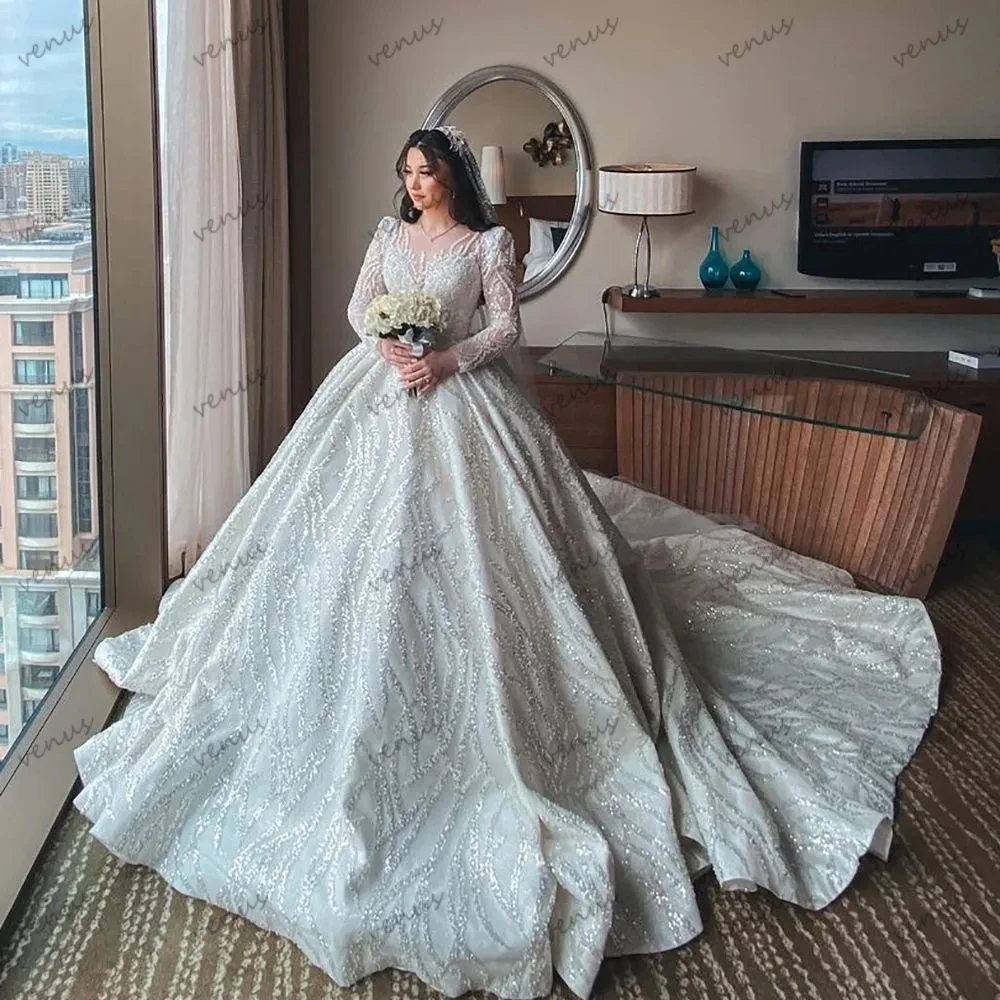 Pretty Wedding Dresses Gorgeous Bridal Gowns Lace Appliques Full Sleeves Robes Princess Pretty Vestidos De Novia Customized 2025 4