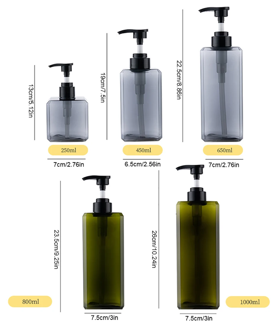 1000ml Square Shampoo Dispenser Refillable Empty Pump Lotion Bottle Shampoo Conditioner Body Wash Dispense Soap Container 6