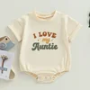Auntie's Little Bestie Bubble Romper Newborn Baby Girl Boy Clothes Summer Short Sleeve Crewneck Cute Bodysuit Top Outfit 2