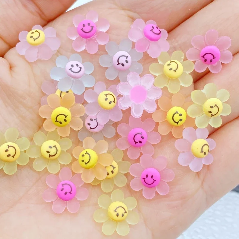 

50Pcs New Cute Mini Flower Resin Figurine Crafts Flatback Cabochon Ornament Jewelry Making Hairwear Accessories