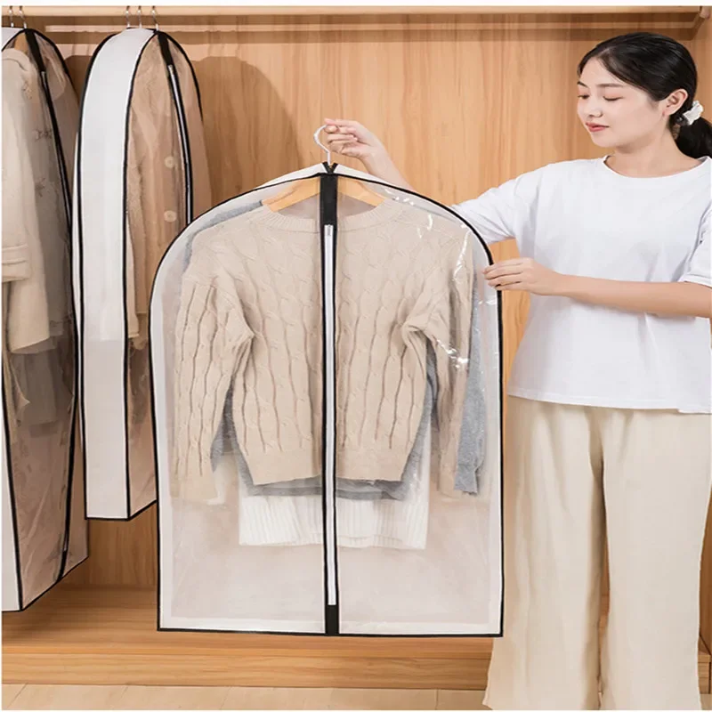 1PC Three-dimension case for dresses wardrobe clothes cover suit cover with zipper garment bag with clear window coat protector 5