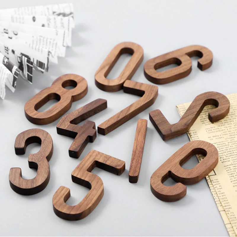 Walnut Wooden House Number 1PCS 3D Numeral Door Plaque