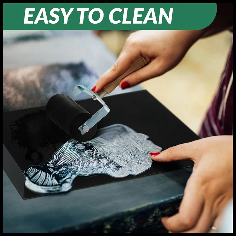 New Block Printing Kit Include 1 Pcs Bench Hook And Inking Plate 2 Pcs Linoleum Block 1 Set Linoleum Cutter Brayer Roller