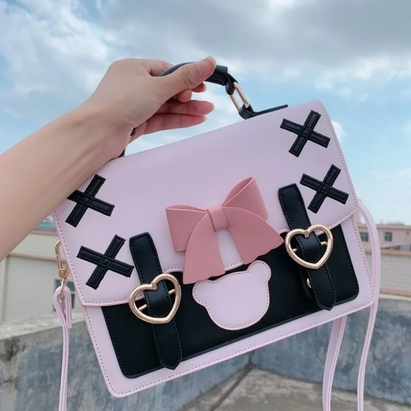 Сумка на плечо HOUZHOU Lolita Kawaii Женская Jk сумочки женский розовый мессенджер через
