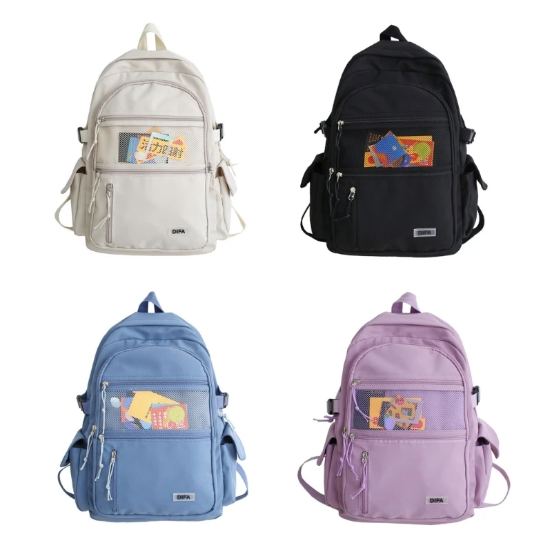 

2023 New Solid School Backpack Laptop Backpack Large Capacity School Bag for Teen Student Multi-Pocket Daypack Bookbag