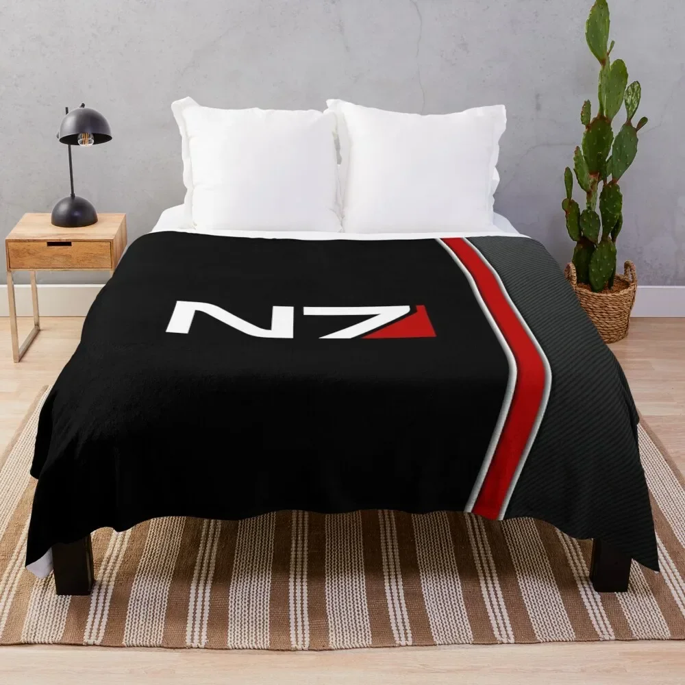 

N7 Mass effect emblem! Throw Blanket Flannel Fabric bed plaid Luxury St Decorative Sofas Camping Blankets