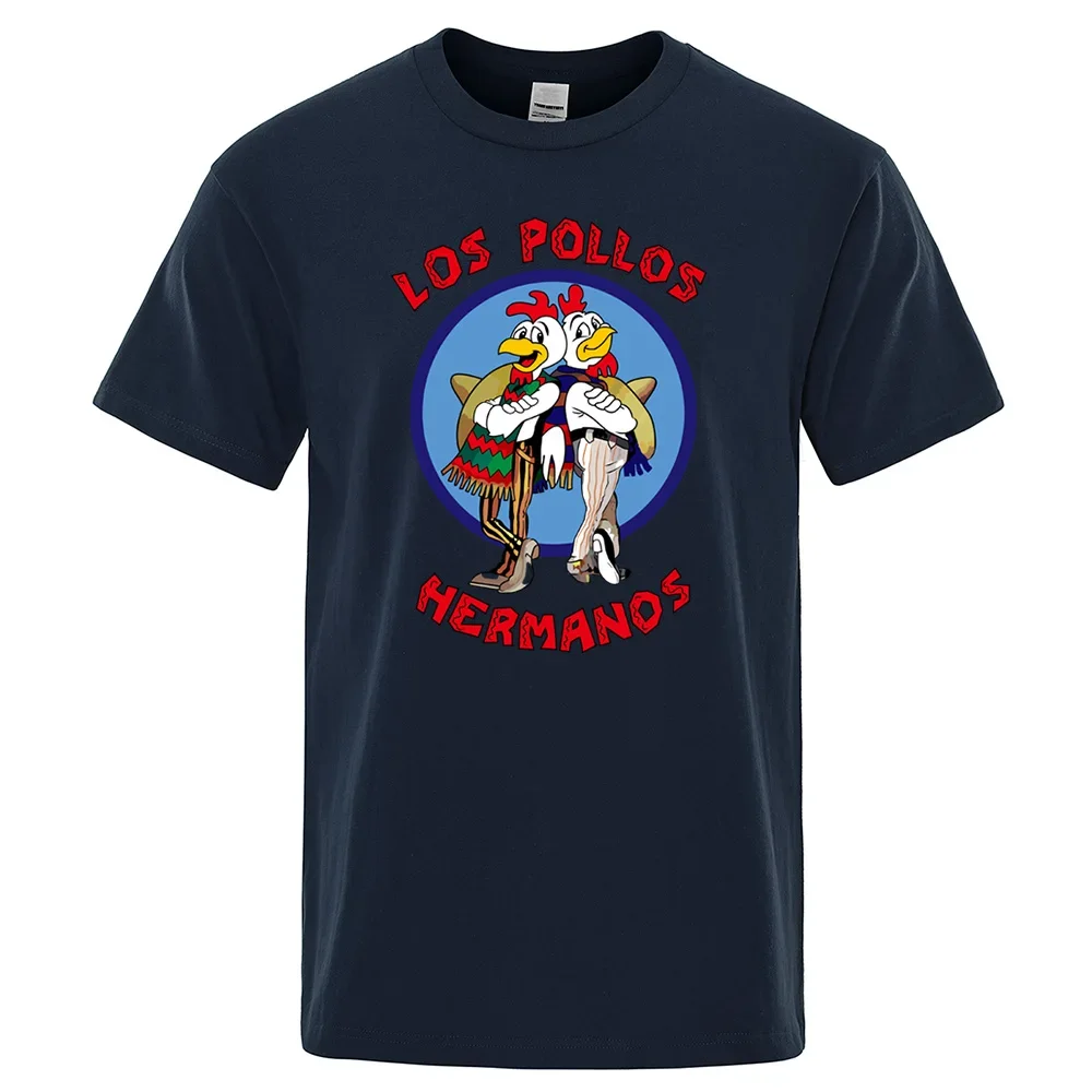 thumbnail image 1 of Camiseta estampada divertida de LOS POLLOS Hermanos para hombre, camiseta informal de moda de manga corta de algodón transpirable de verano, camiseta de Chicken Brothers, 1 of 5