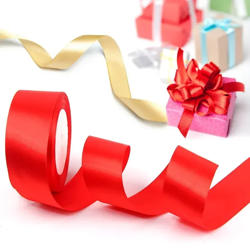 Satin Ribbons 25Yards/Roll Polyester Satin Ribbons for DIY Bow Crafts Christmas Home Decor Accessories Tape Wedding Gift Wrapping