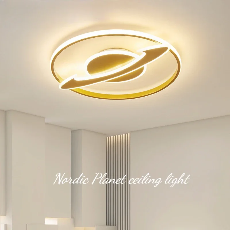 

Post-modern LED Ceiling Light for Children's Bedroom Foyer Kitchen Art Decor Appliance Nordic Designer Planet Iron Acrylic Lamp