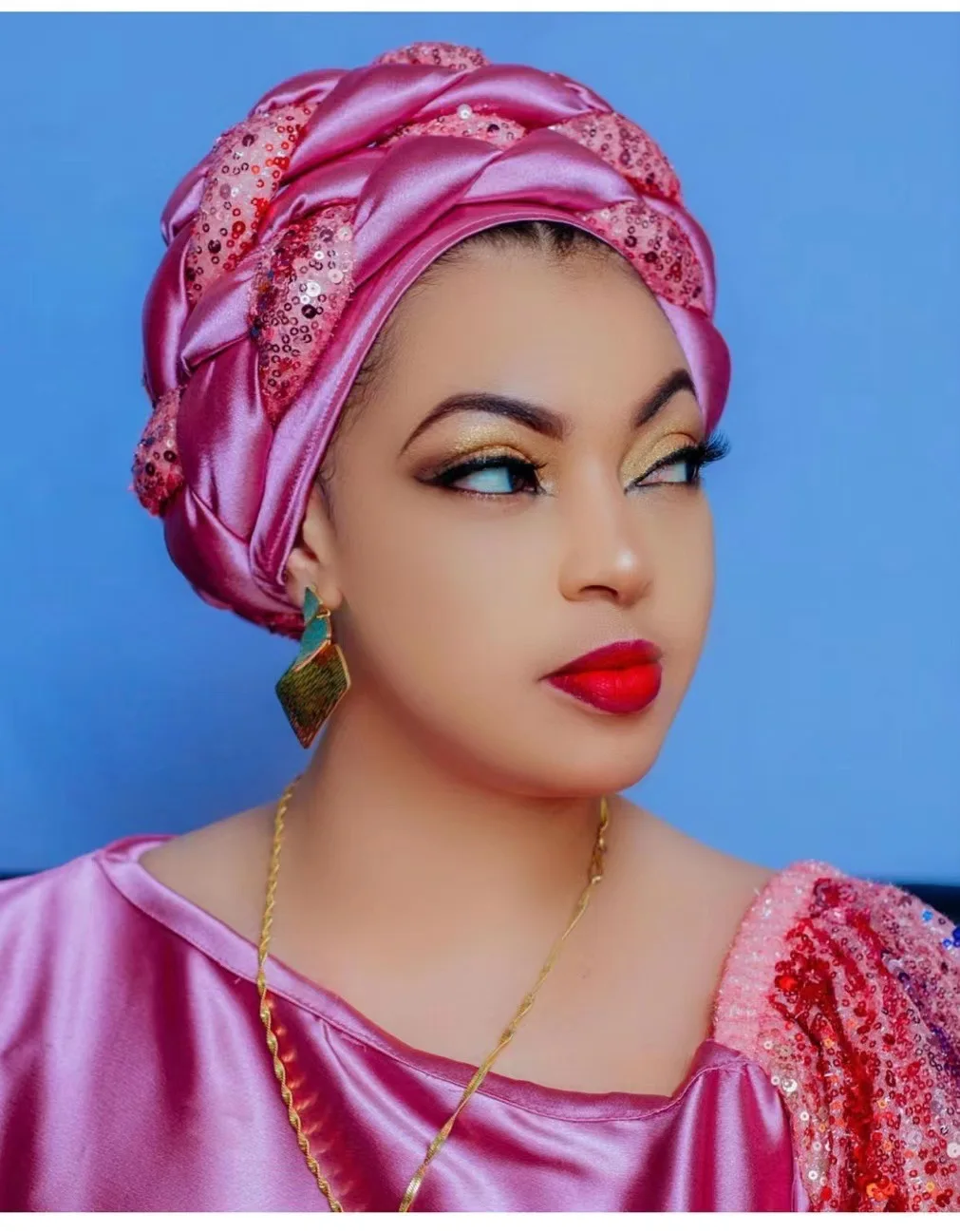 

New Sequins Braids African Headtie Nigeria Auto Gele Women Scarf Bonnet Hat Turban Cap Head Wrap Muslim Hijab Aso Oke Ready Made
