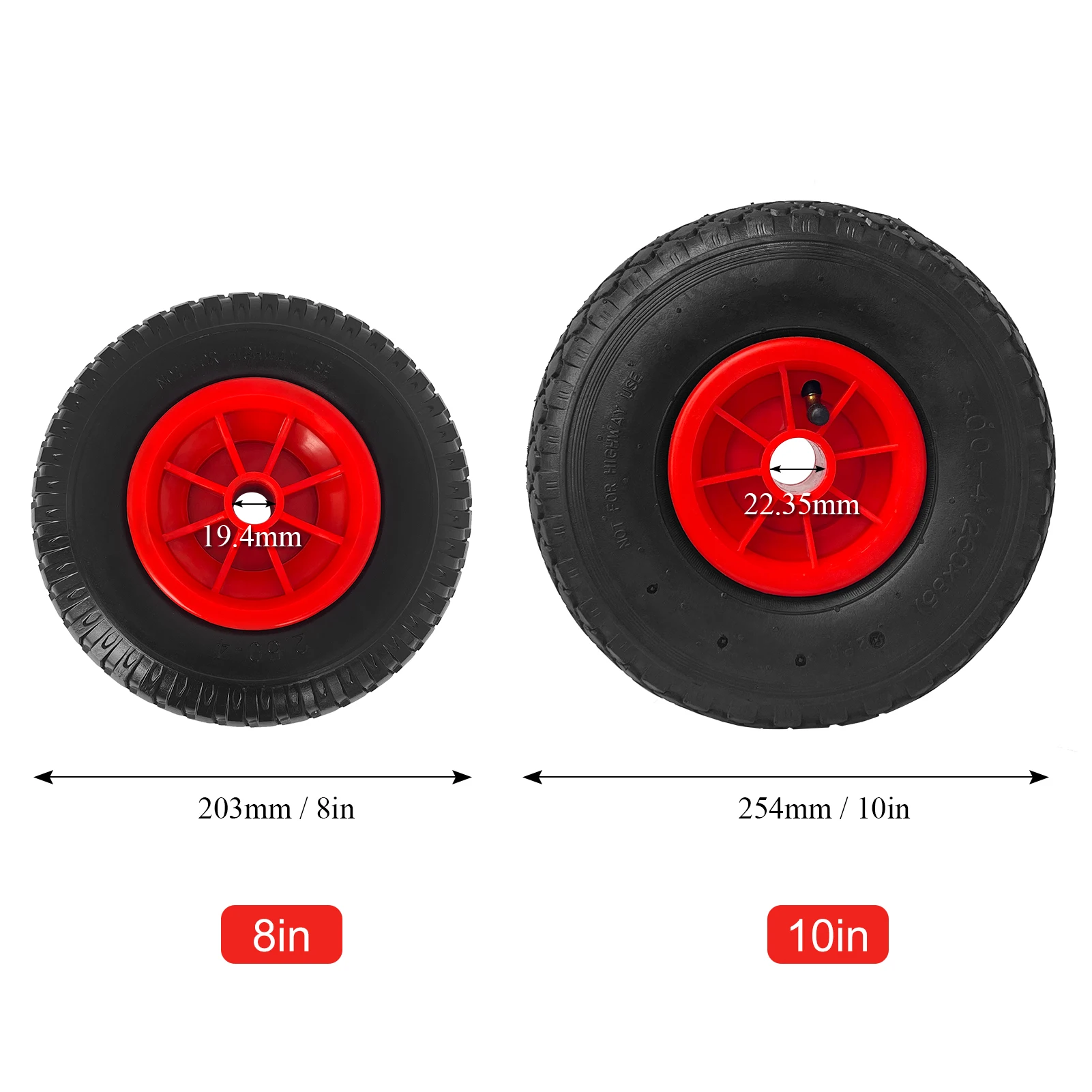 8'' / 10'' Inflatable Tire Wheel for Kayak Canoe Trolley Cart Replacement Tire Wheel Water Spoers