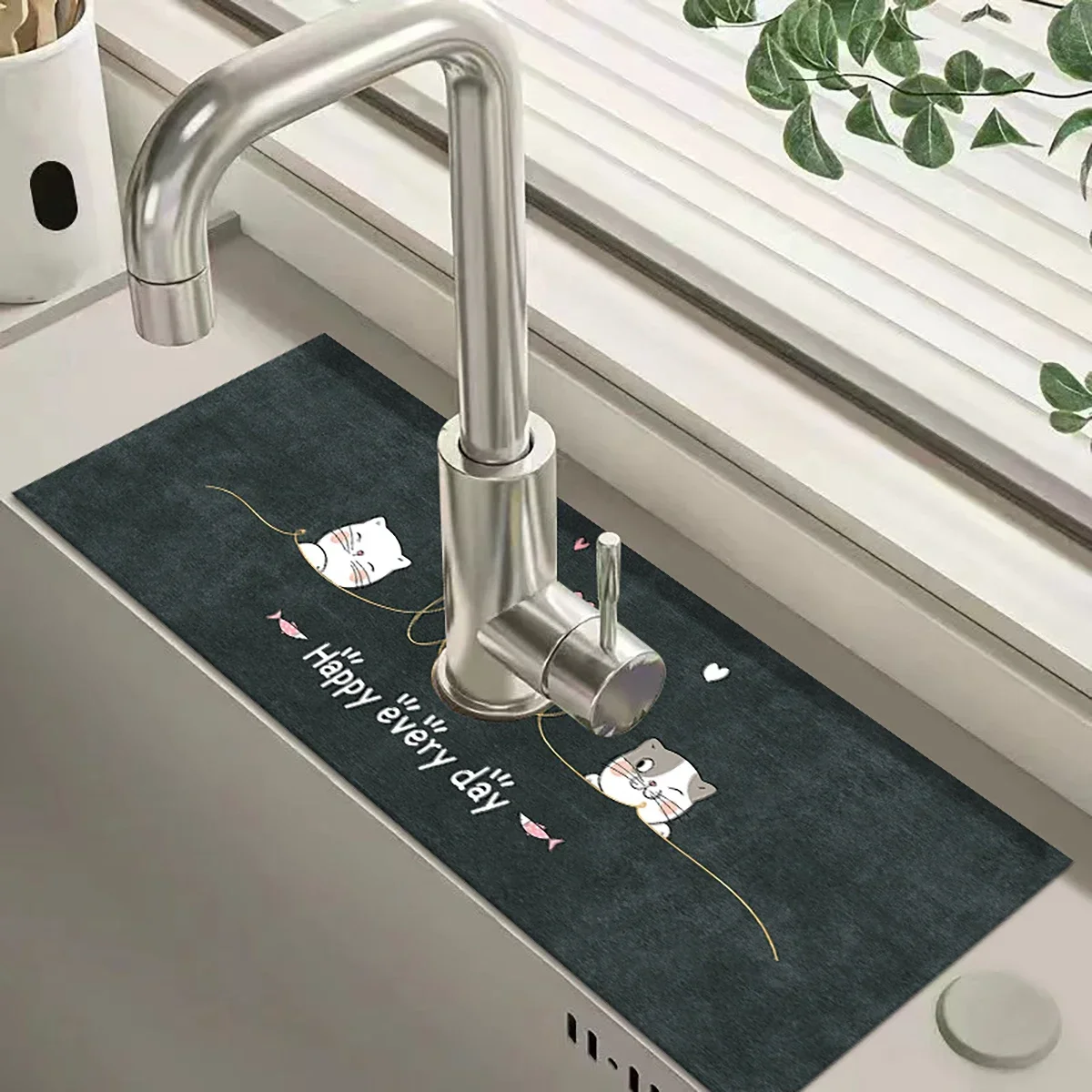 Retro Faucet Drain Pad Self-priming Kitchen Countertop Drain Mat Diatom Mud Wipeable Anti-slip Mat Absorbent Dish Drying Mat