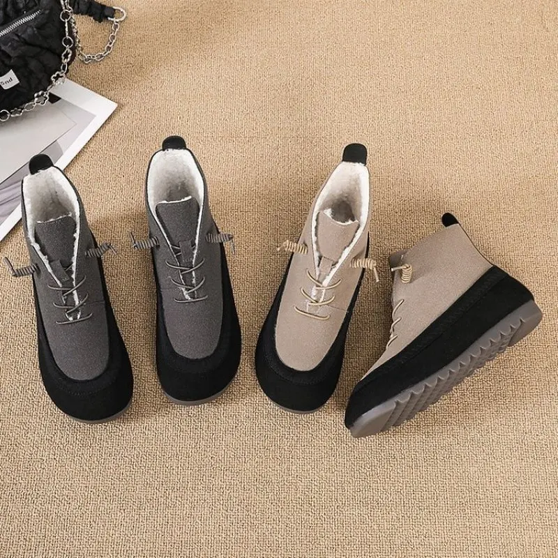 2024 NEW European Style Spring Women's Shoes Round Toe Female Boots Ankle Boots Cow Genuine Leather Flats Fashion Casual simple