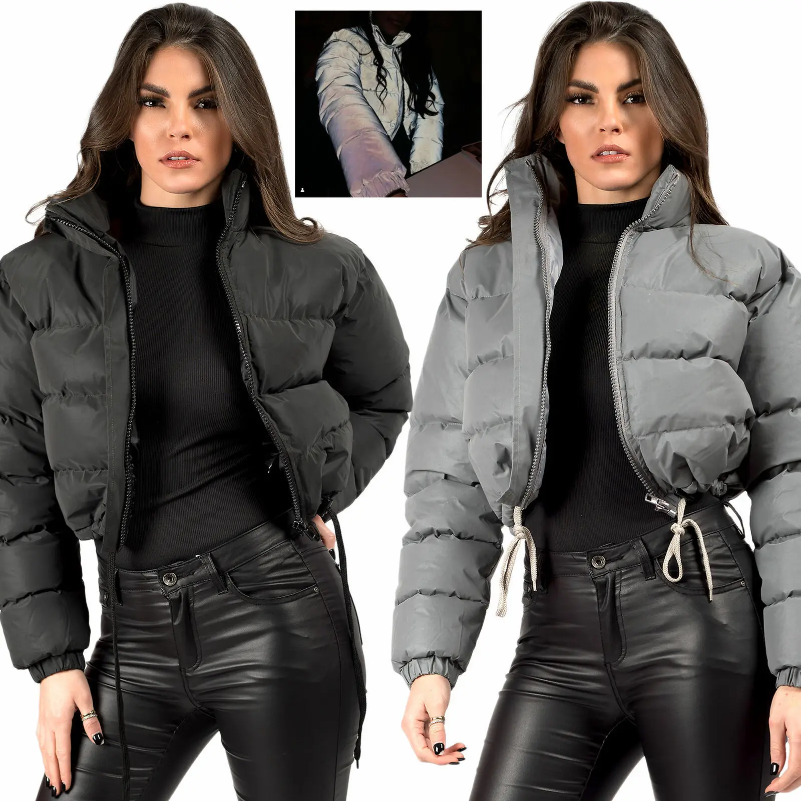 

2023 New Winter Hooded Parkas Warm Jacket Women Down Cotton Coat Irregular Fluffy Bubble Drawcord Waist Short Outwear QY87
