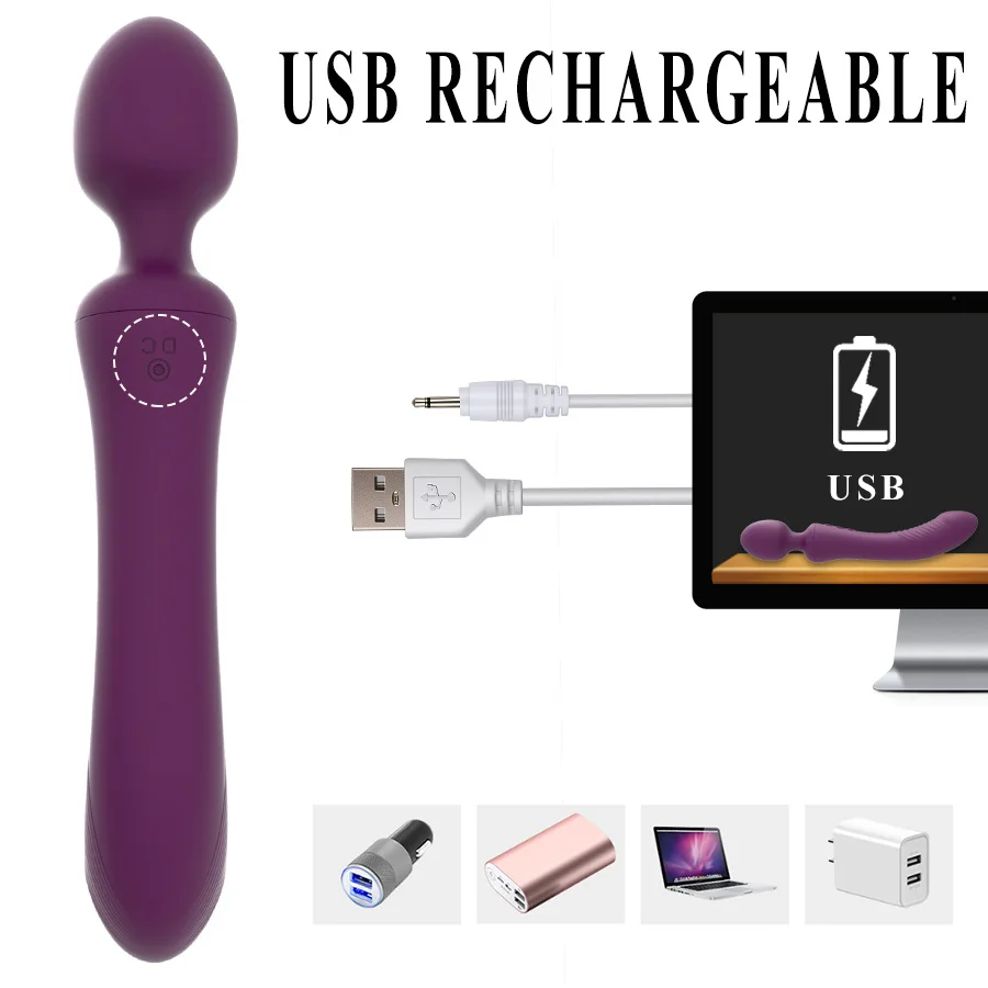 Leistungsstarker Doppelkopf-Vibrator für Frauen, AV-Stab, Klitoris-Stimulation, G-Punkt. Weibliche Dildovibratoren Sexspielzeug für_voghion.com