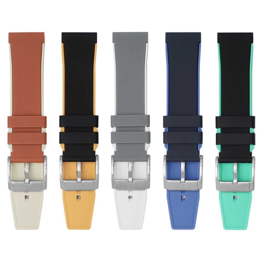 

22mm color blocking strap suitable for Baobo Swatch Southern Ocean dual color silicone quick release watch chain