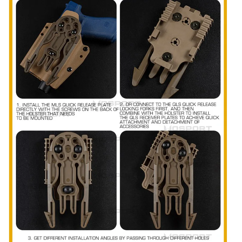 Fondina Tattica Sgancio Rapido Ambidextra Con Piastra MOLLE - Sinairsoft