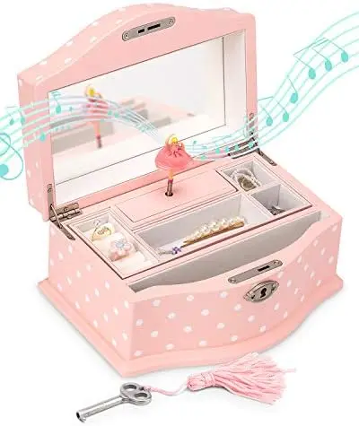 

Jewelry Box - Ballerina Jewelry Organizer and Lake Wind- Music Box for Girls and Teens, Accessories and Keepsake Wooden Storage