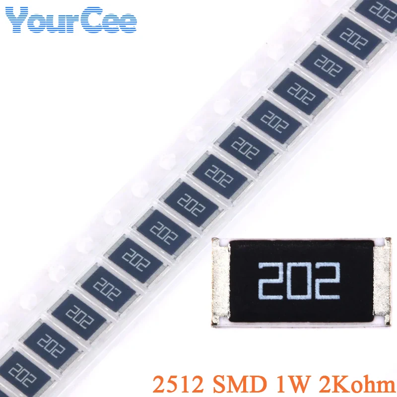 

100 шт./50 шт. 2 кОм 2512 SMD чиповый резистор 1 Вт 2 кОм 202 сопротивление 2KR 5%