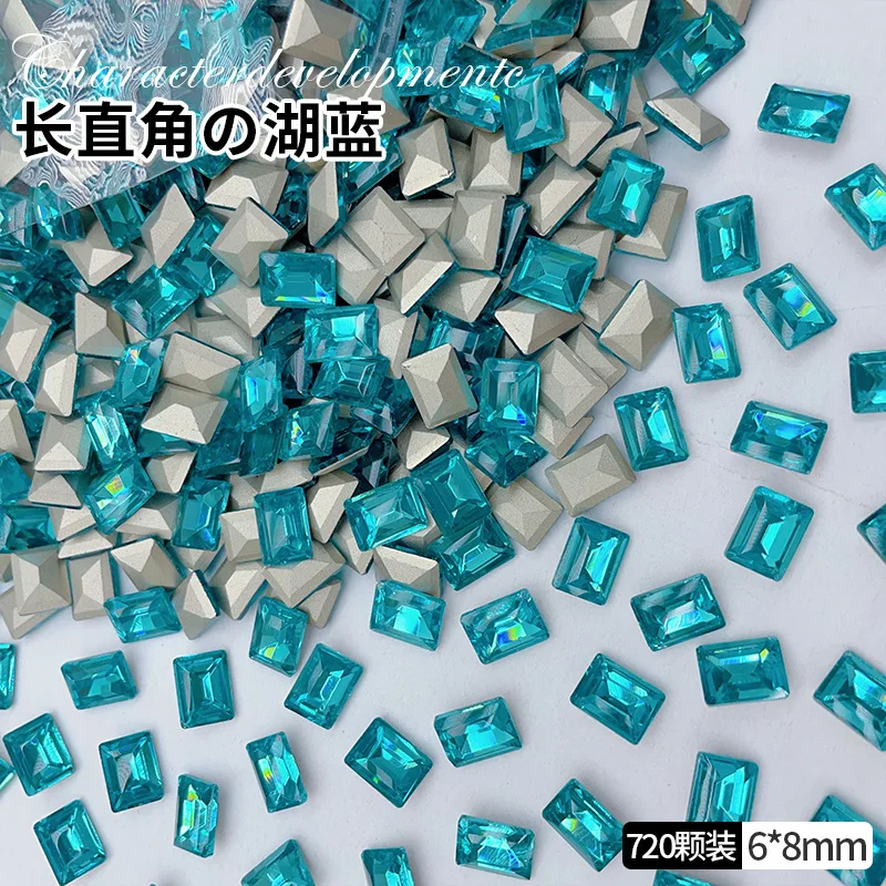 50 Stück 6*8mm Rechteck Nagel Edelsteine Strass K9 Glitter Zirkon Nagel Diamant Kristalle spitzer Boden Zuckerwürfel Dopamin Nägel Dezember – Detail 7