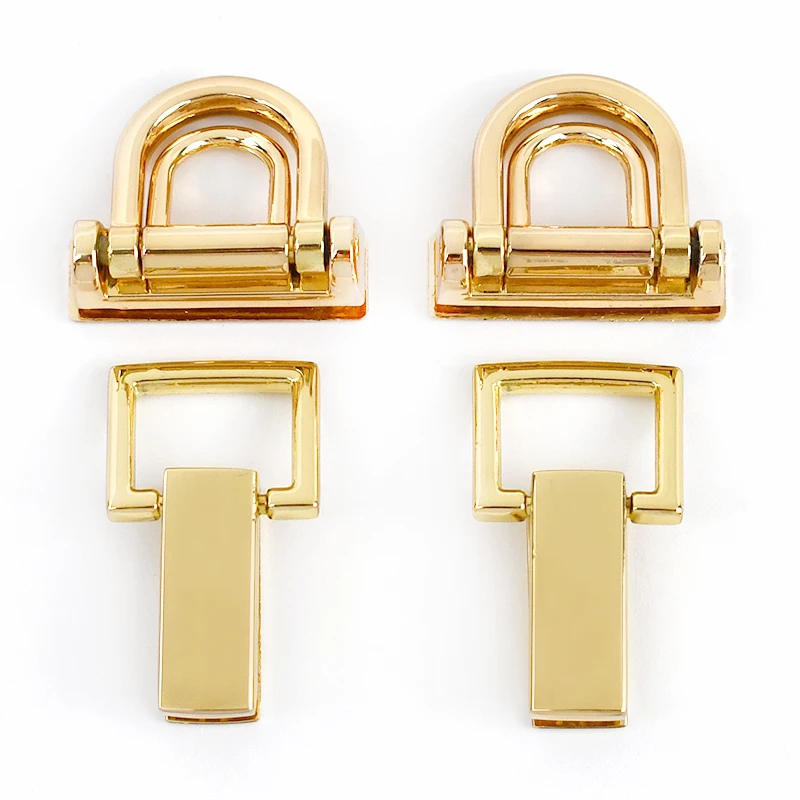 2/4Pcs LightGold Metal D Ring Side Clip Buckle Hangbag