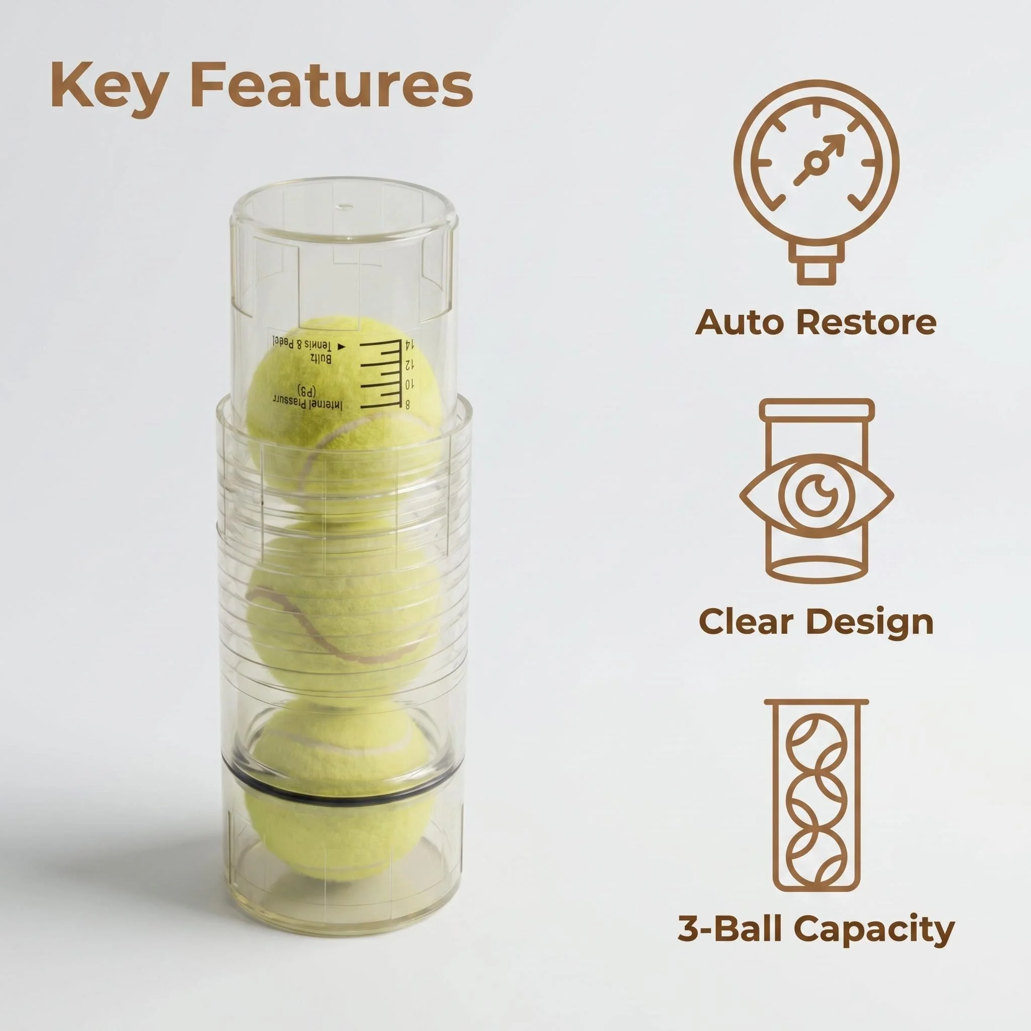 New Transparent Tennis Pressure Maintenance Can ABS Material 3 Balls Storage Portable Tennis Ball Pressure Keeping Container
