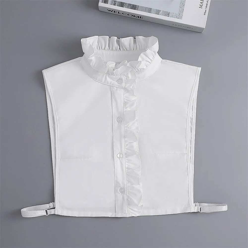 

Korean Stand Fake Collar for Women Shirt Front Ties Detachable Collars Removable White Stand Dress Sweater False Collar